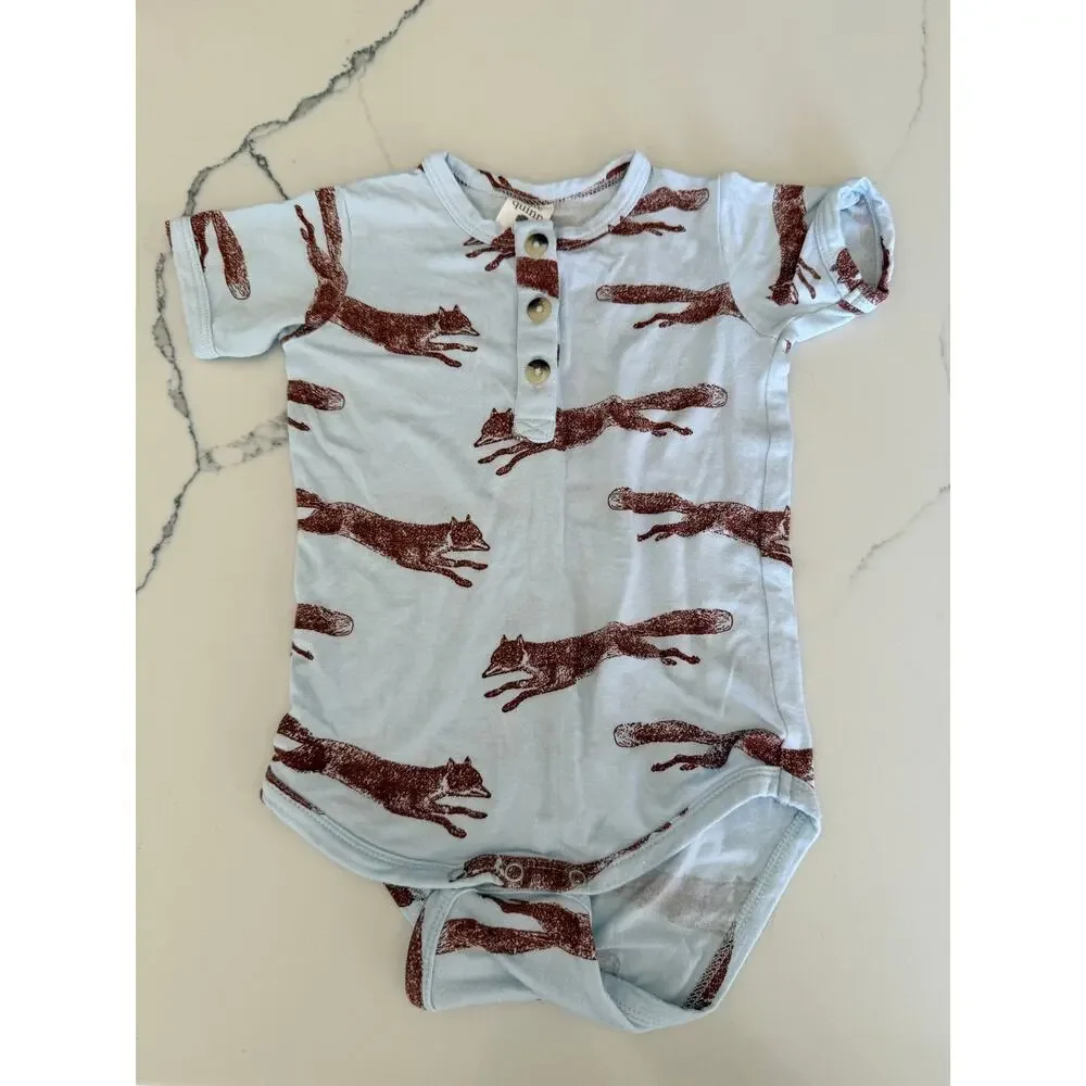 Kate Quinn Organic Bamboo Fox Print Baby Bodysuit